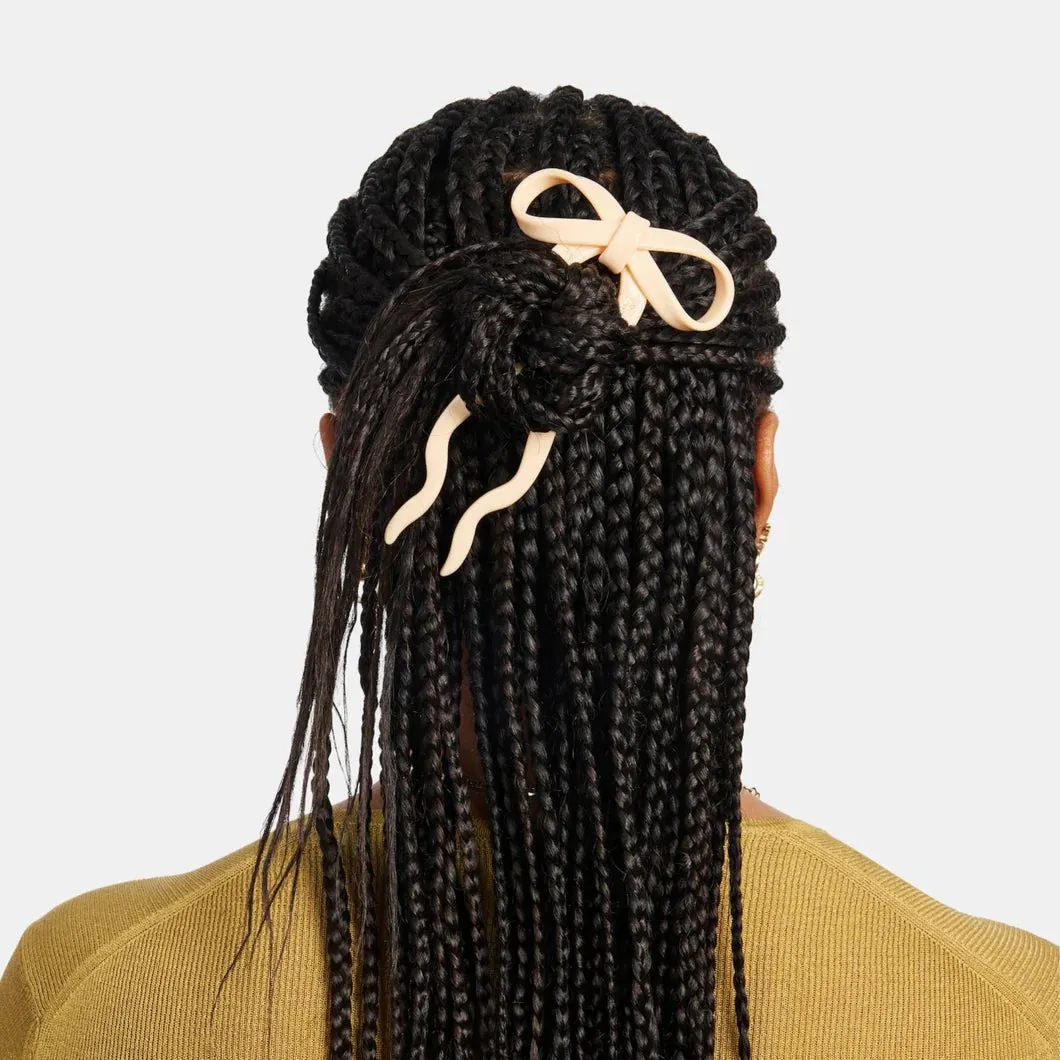 Cream Large Bow Hairpin