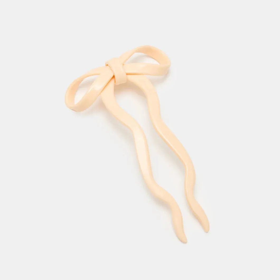 Cream Large Bow Hairpin