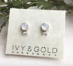 Crescent Moonstone Earrings