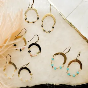 Crescent Rosary Chain Earring