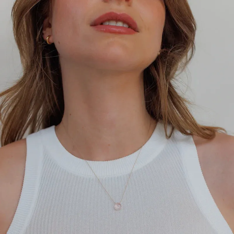 Crystal Minimal Necklace | Rose Quartz
