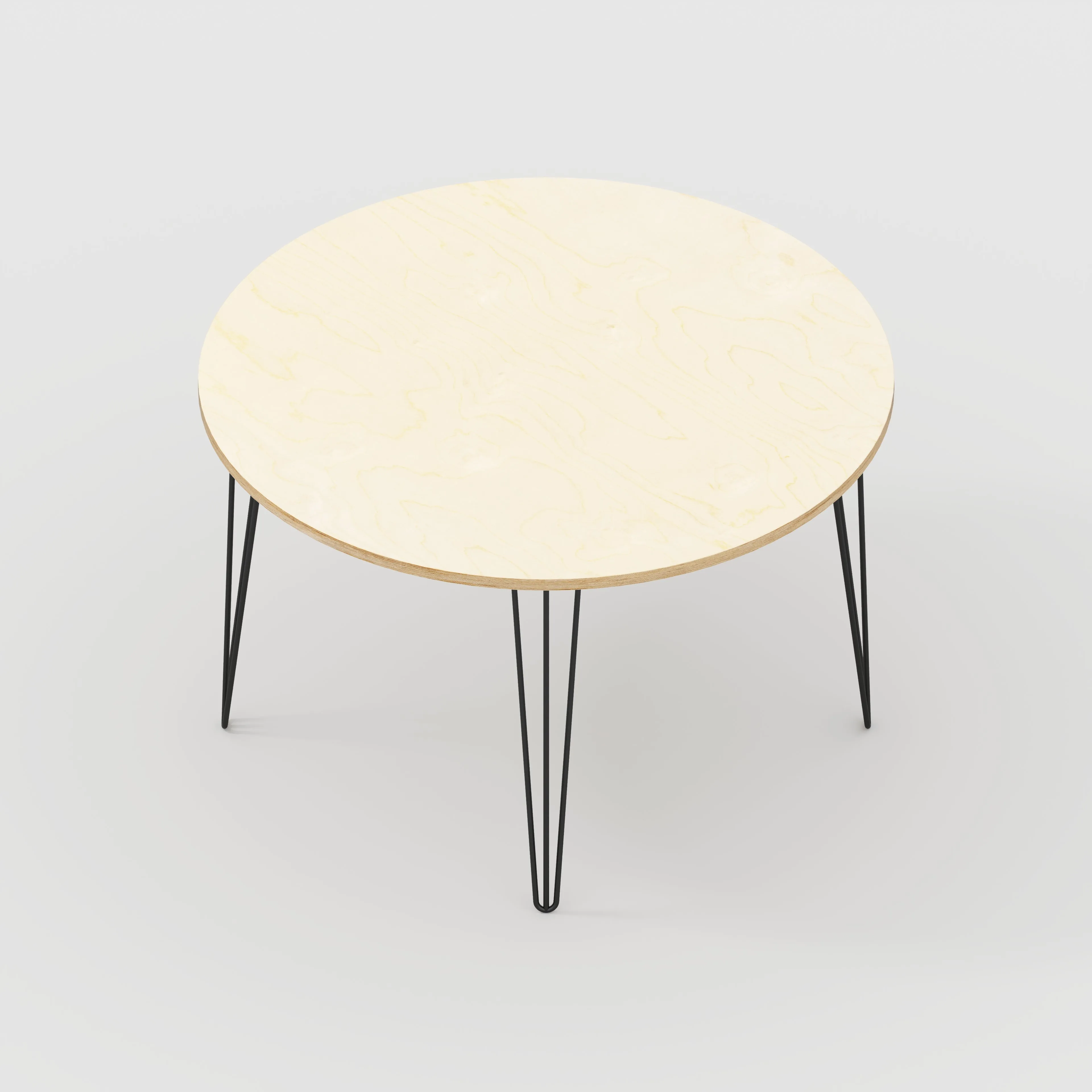 Custom Plywood Round Table with Hairpin Legs