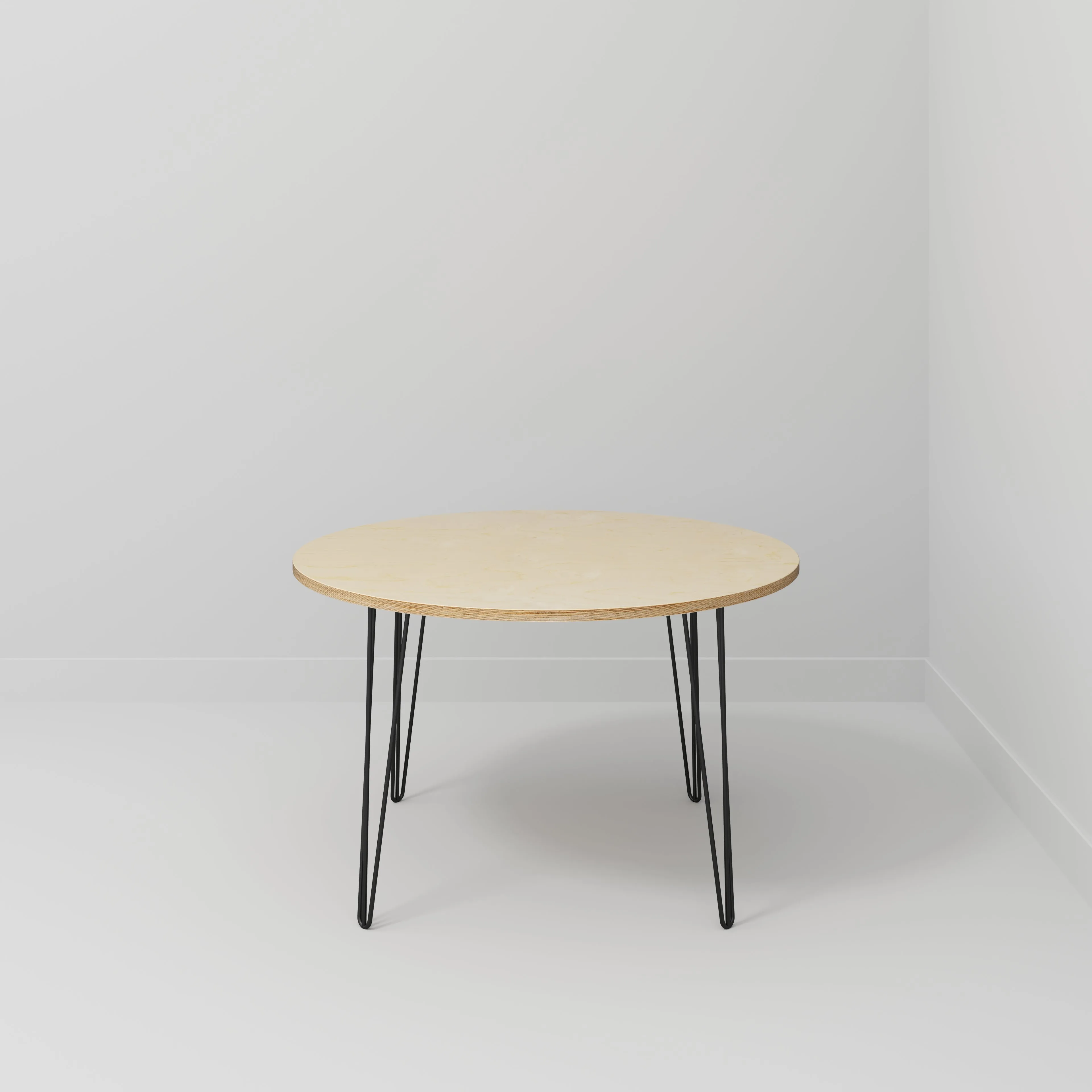 Custom Plywood Round Table with Hairpin Legs