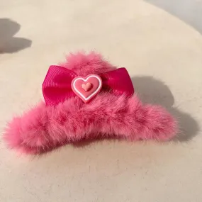 Cute Plush Shark Barrettes with Loving Heart Bowknot Back Head Updo