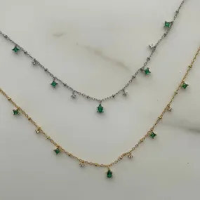 dainty green gem necklace