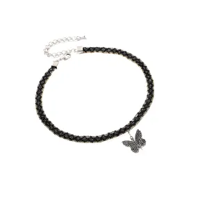 Dazzling Butterfly Black Lace Necklace