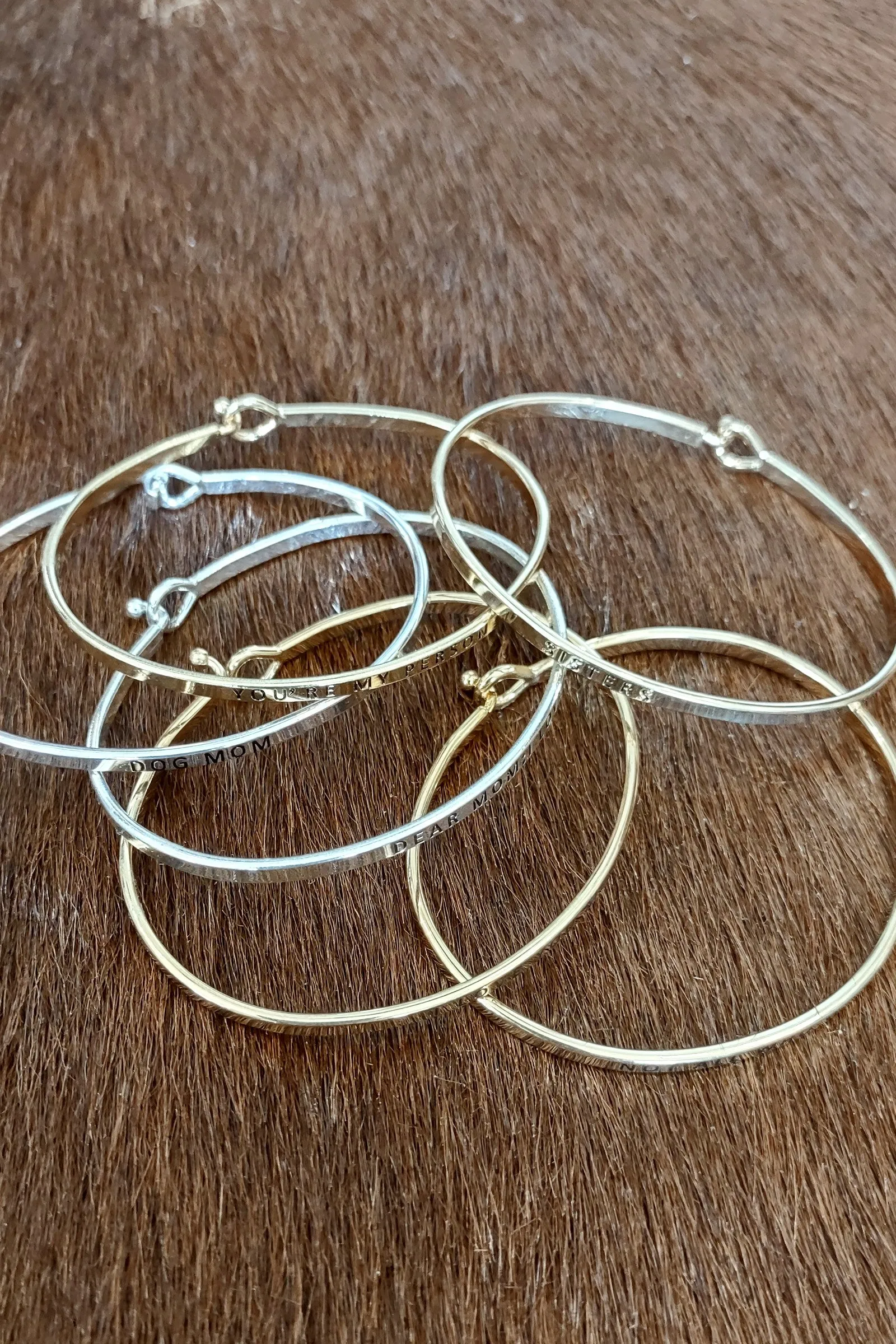 Dear Mom I Love You Silver Bangle Bracelet