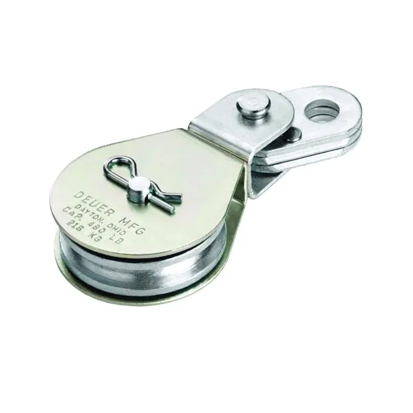DEUER DB-35E Cable Block, 5/16 in Rope, 480 lb Working Load, 2 in Sheave, Zinc