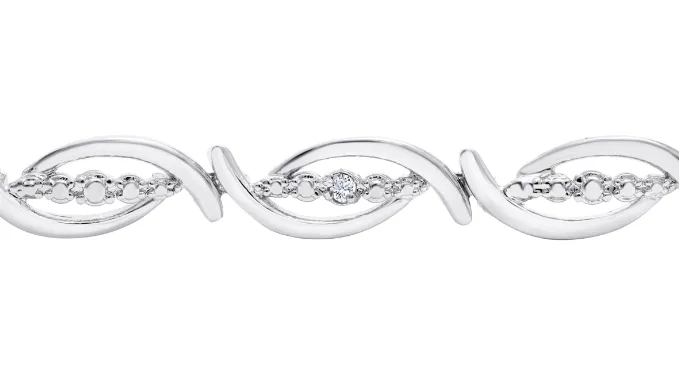 Diamond Accent Flair Bracelet, 7 Inches - Choice of 2 Colors - Ships Same/Next Day!
