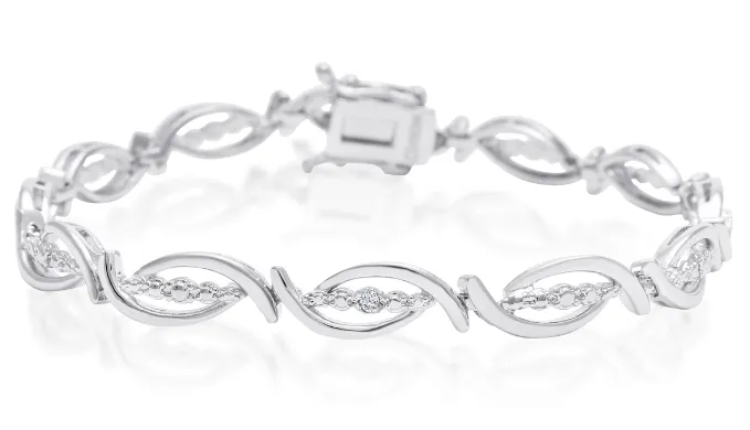 Diamond Accent Flair Bracelet, 7 Inches - Choice of 2 Colors - Ships Same/Next Day!
