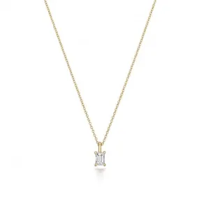 Diamond Jewellery 18ct Gold Emerald Cut Diamond Necklace NDQ158