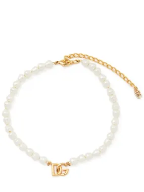 Dolce&amp;Gabbana   DG logo &amp; pearl choker 