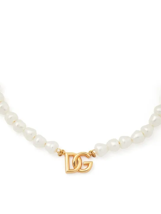 Dolce&amp;Gabbana   DG logo &amp; pearl choker 