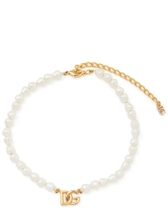 Dolce&amp;Gabbana   DG logo &amp; pearl choker 