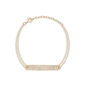 Double Cable Chain Bracelet with Diamond Bar