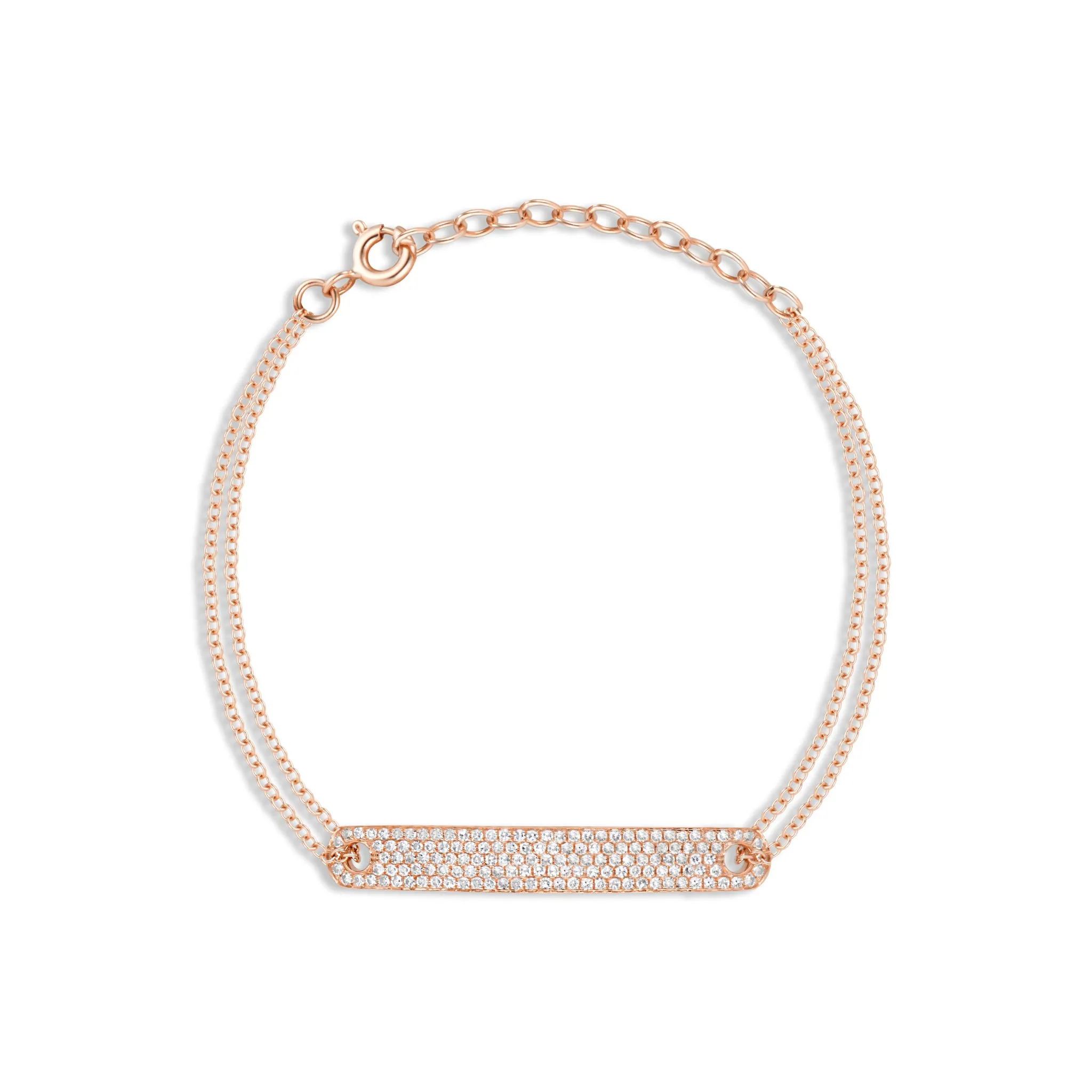 Double Cable Chain Bracelet with Diamond Bar