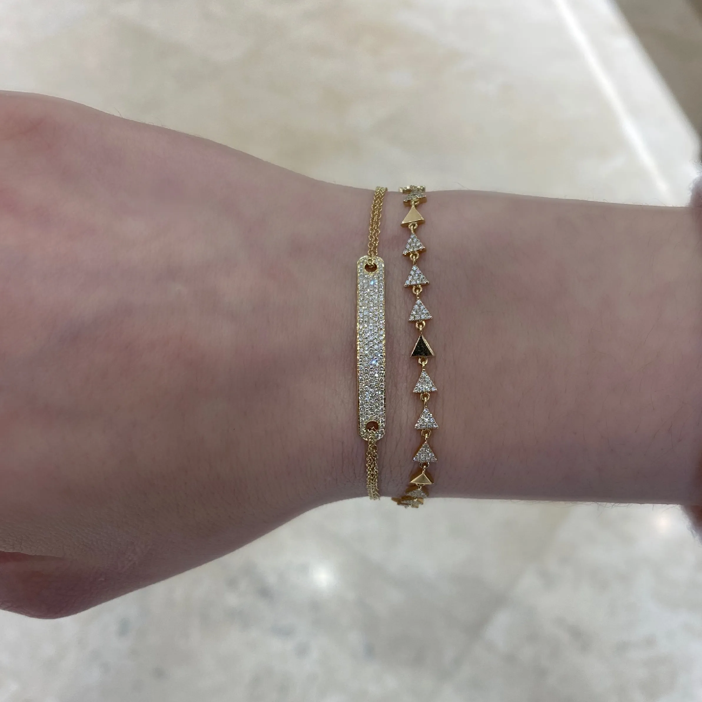 Double Cable Chain Bracelet with Diamond Bar