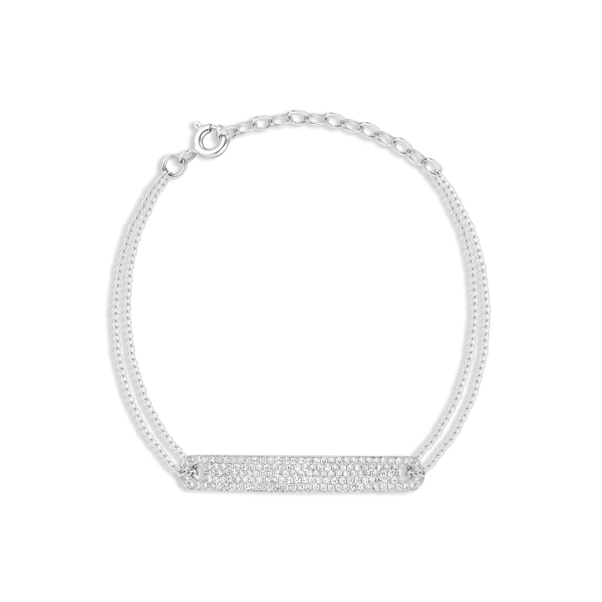 Double Cable Chain Bracelet with Diamond Bar