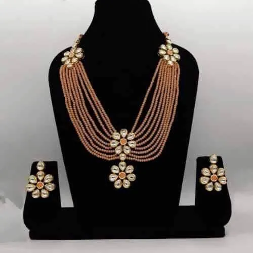 Double Flower Motif Onex Necklace Set