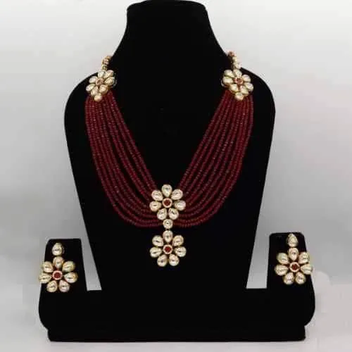 Double Flower Motif Onex Necklace Set