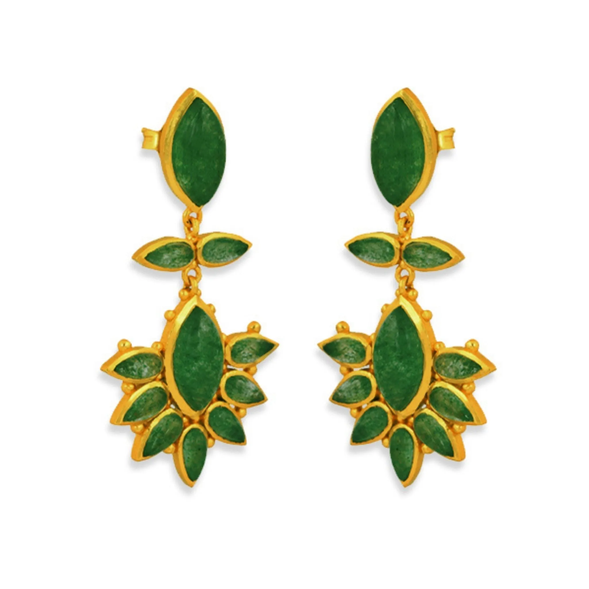 Dreamcatcher Drop Earrings - Green Strawberry Quartz