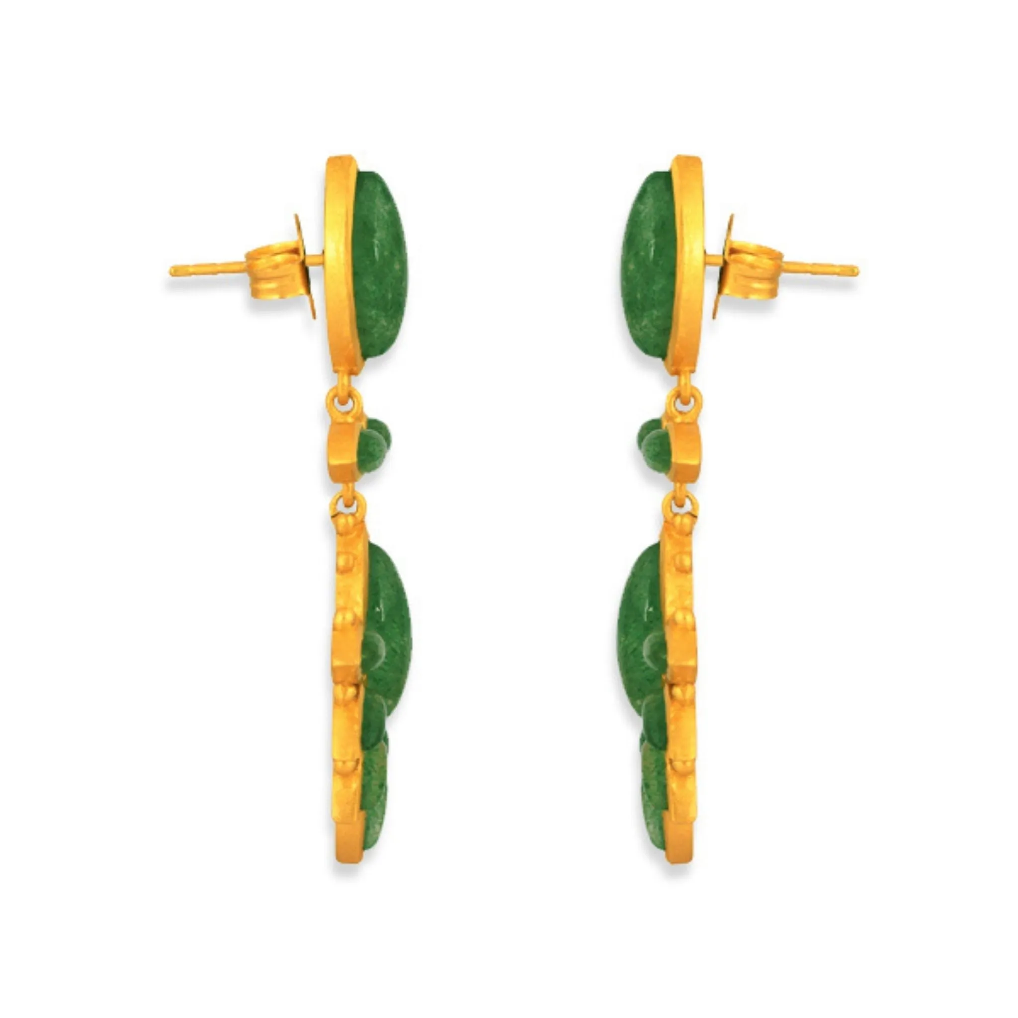 Dreamcatcher Drop Earrings - Green Strawberry Quartz