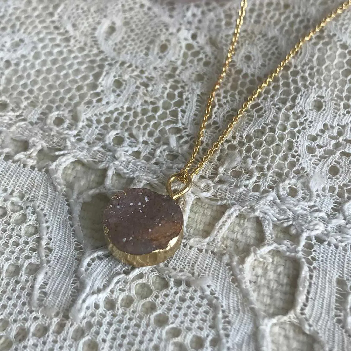 druzy quartz | medium necklace | 24k gold-plated
