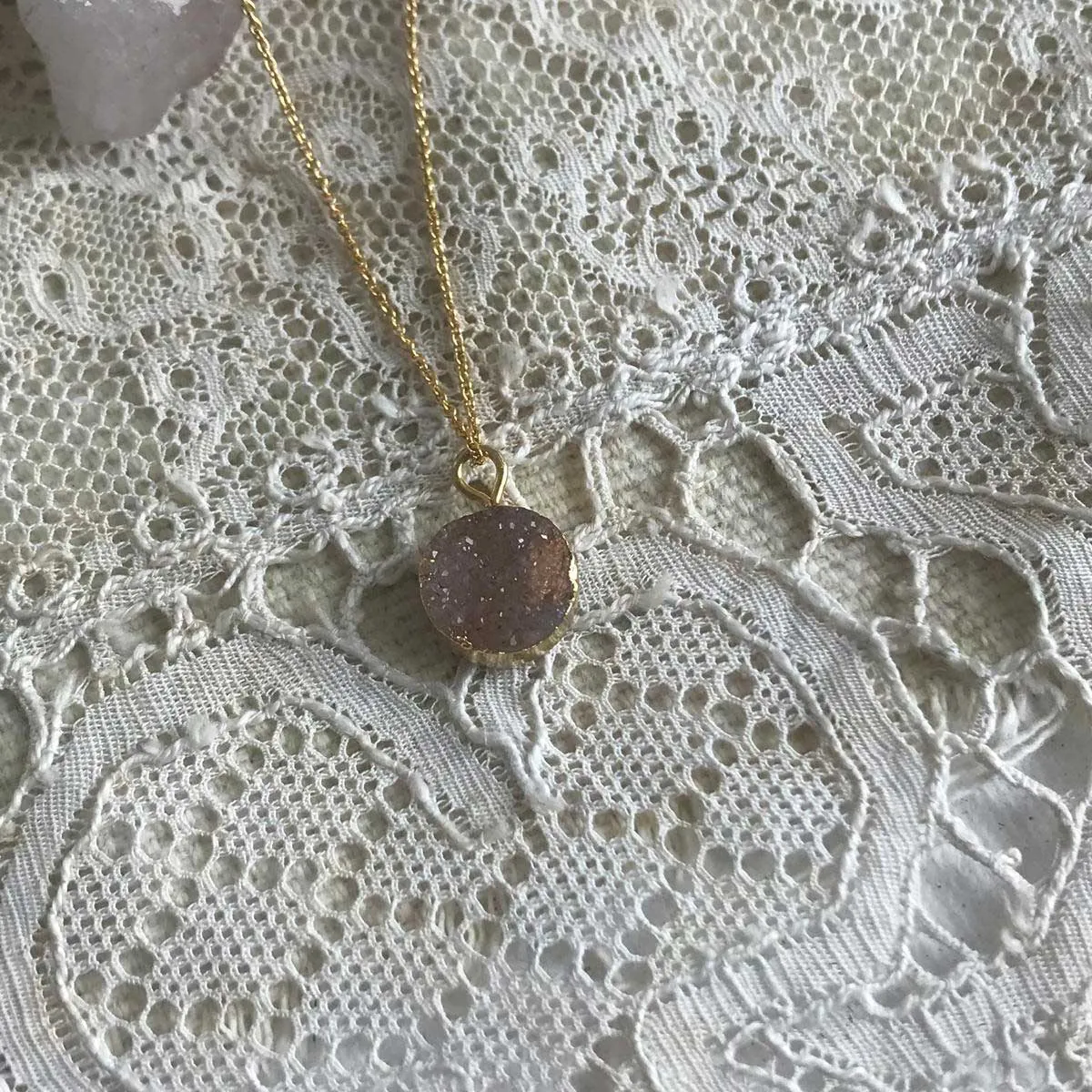druzy quartz | medium necklace | 24k gold-plated