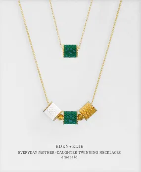 EDEN   ELIE Mother-Daughter twinning necklaces set - emerald green