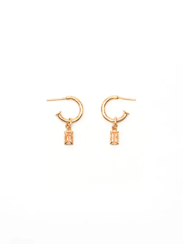 Edie Hoops Peach Moonstone: Gold Plated