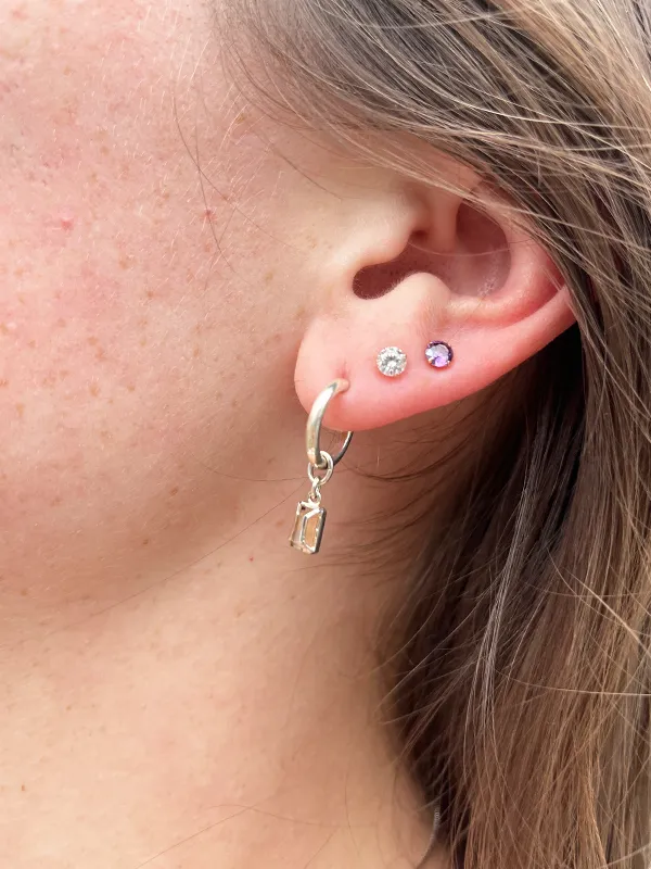 Edie Hoops Peach Moonstone: Sterling Silver