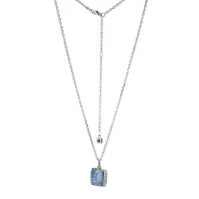 Elle Silver Created Blue Quartz Pendant Necklace