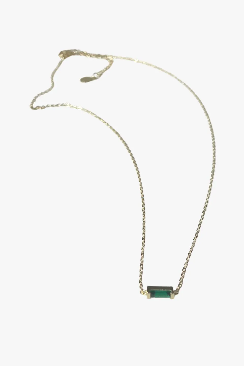 Emerald Baguette Gold EOL Necklace