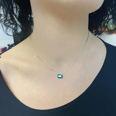 Emerald Cut Emerald Necklace 14K Gold
