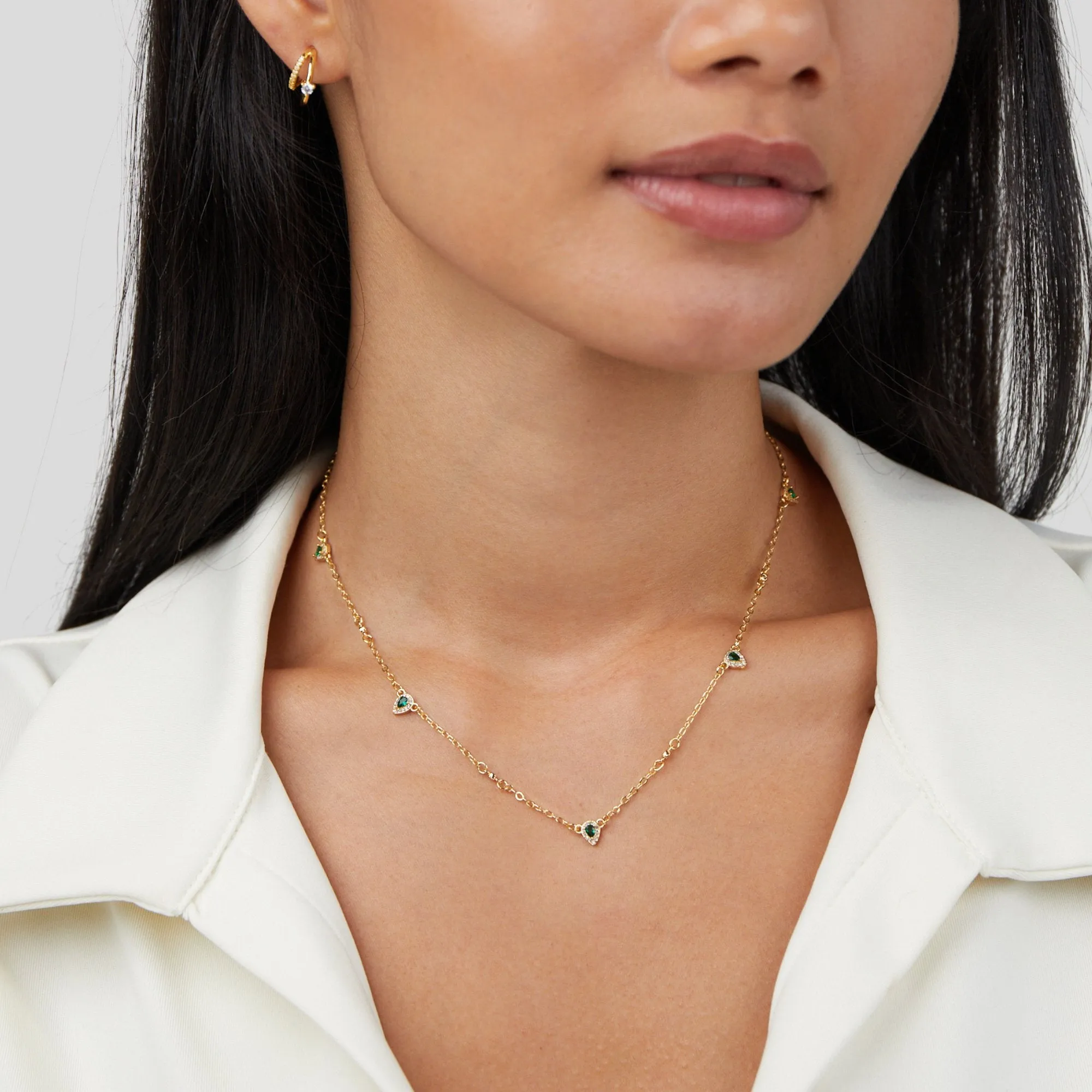 Emerald Green Teardrop Crystal Necklace