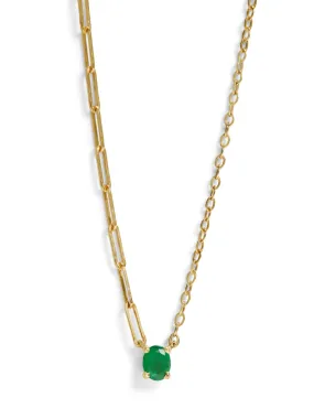 Emerald Mixed Chain Yellow Gold Necklace