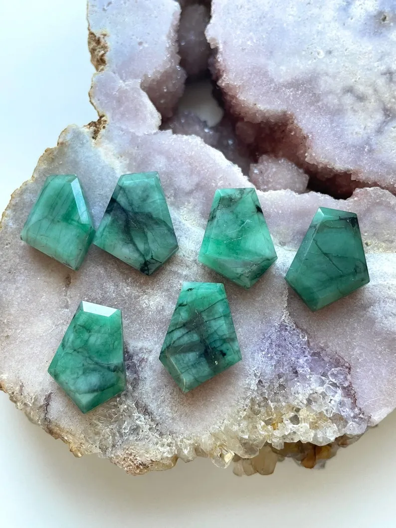 Emerald Pendant Necklace May Birthstone  14k Gold Filled or Sterling Silver Chain Gemstone Slice