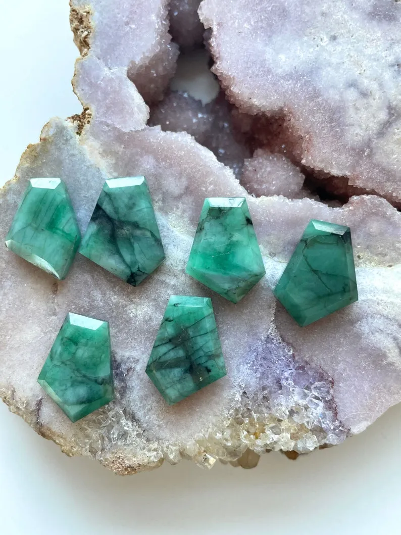 Emerald Pendant Necklace May Birthstone  14k Gold Filled or Sterling Silver Chain Gemstone Slice