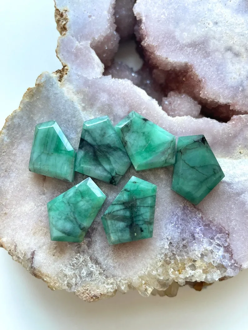 Emerald Pendant Necklace May Birthstone  14k Gold Filled or Sterling Silver Chain Gemstone Slice