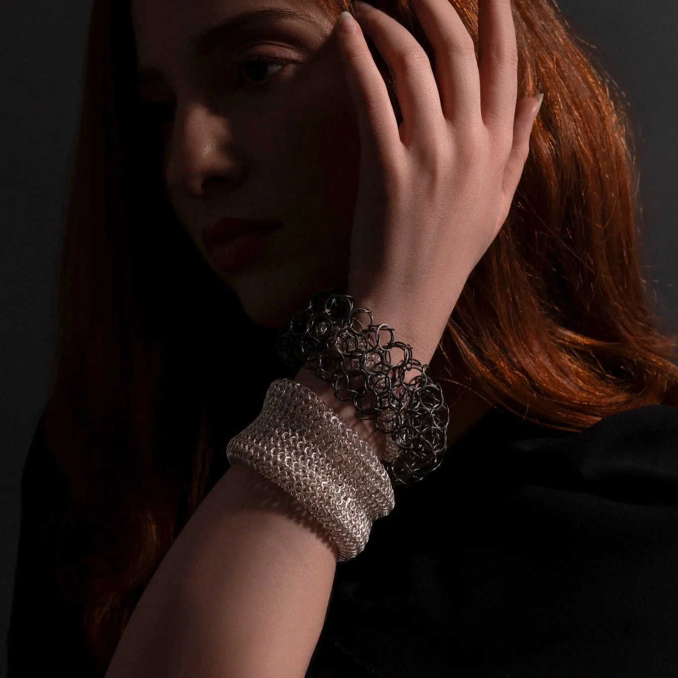 Ervine cuff, silver or oxidised silver