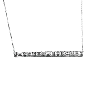 Estate 14K White Gold Diamond Bar Necklace