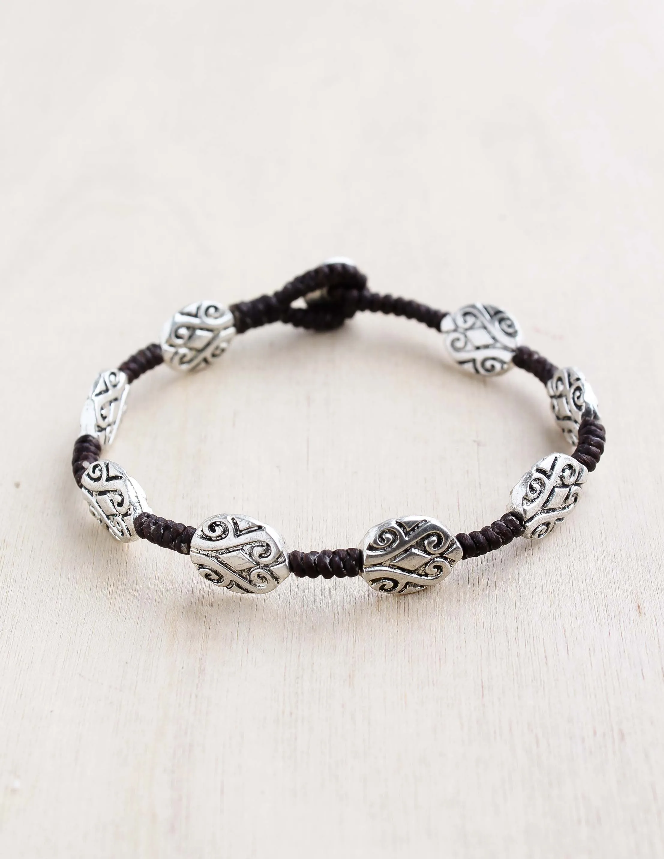 Etched Oval Alloy Bracelet