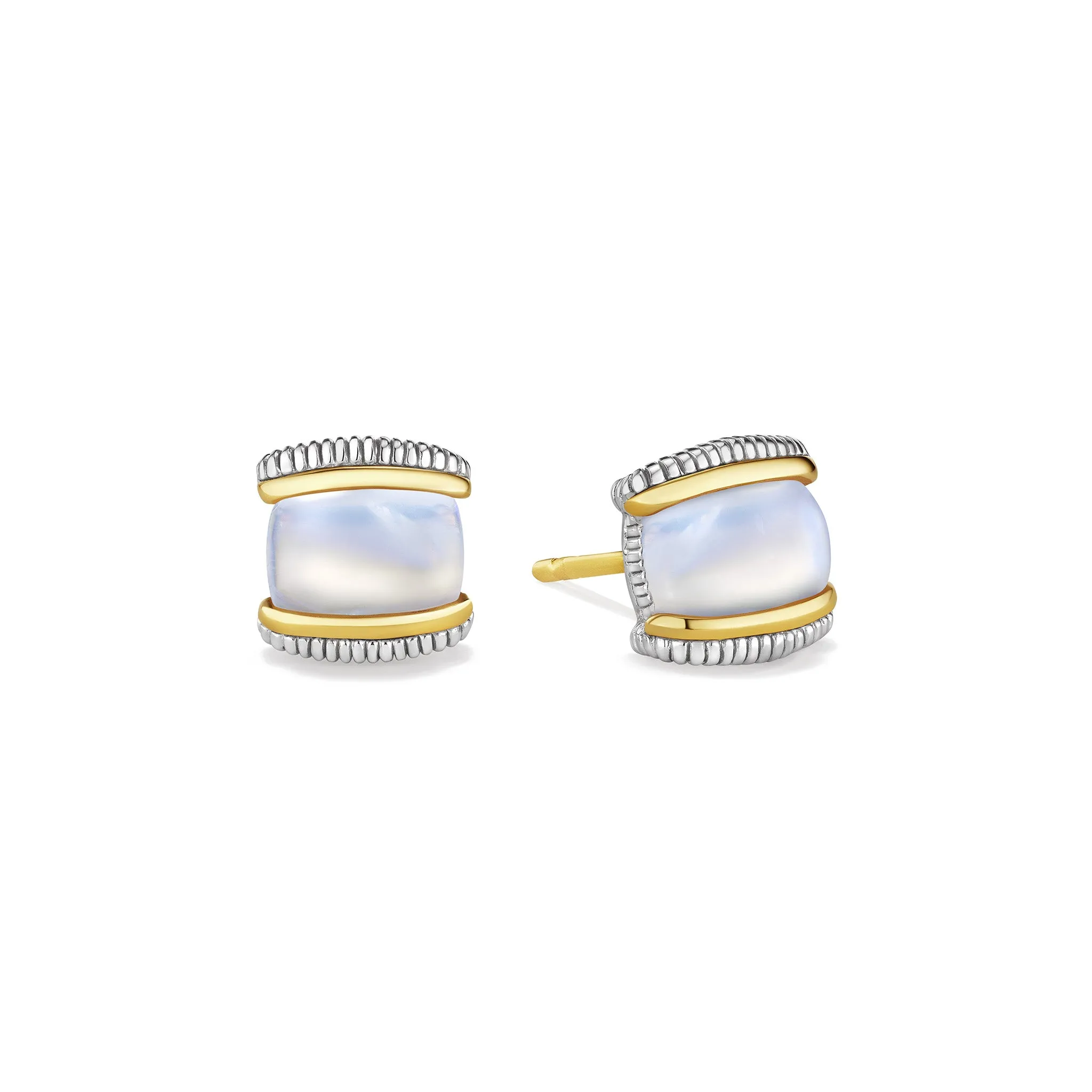 Eternity Stud Earrings with Rainbow Moonstone and 18K Gold