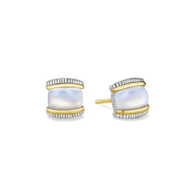 Eternity Stud Earrings with Rainbow Moonstone and 18K Gold