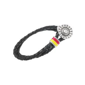 Face The Sun And The Shadow Will Fall Behind You Silver & Enamel Leather Bracelet
