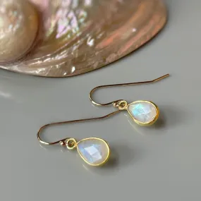 Facetted Moonstone Earrings Gold Vermeil
