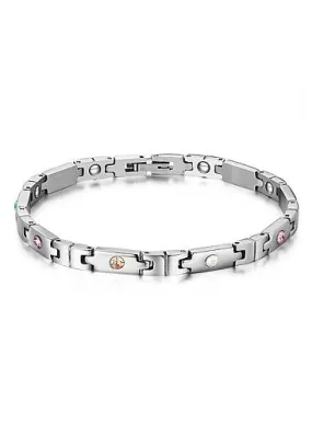 Fashion Puzzle with Multicolor AAA Zircons, Platinum Alloy Bracelet
