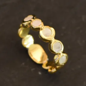 Five Stone Rainbow Moonstone Bubble Ring in Gold Vermeil