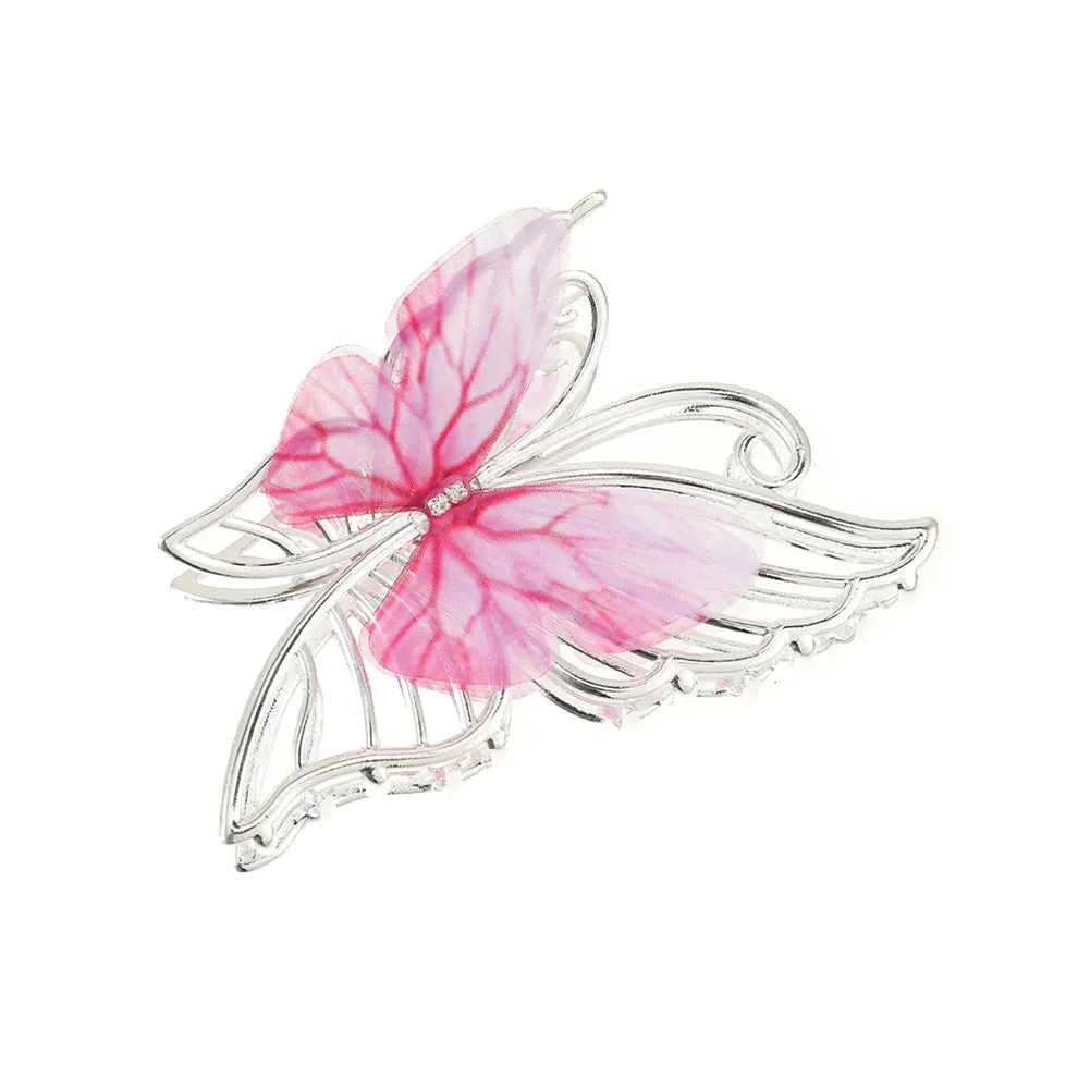 Flytonn  Popular Metal Hollow Butterfly  Hair Clips For Women Solid Color Ponytail Hairpin Large Shark Clip Hair Accessories