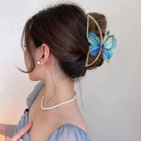 Flytonn  Popular Metal Hollow Butterfly  Hair Clips For Women Solid Color Ponytail Hairpin Large Shark Clip Hair Accessories